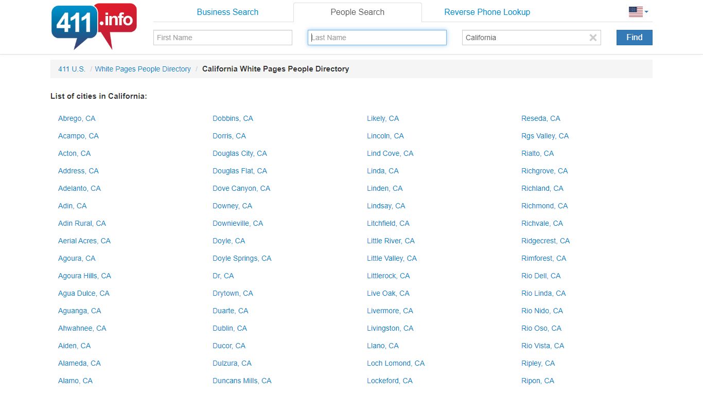 California White Pages People Directory - 411.info™